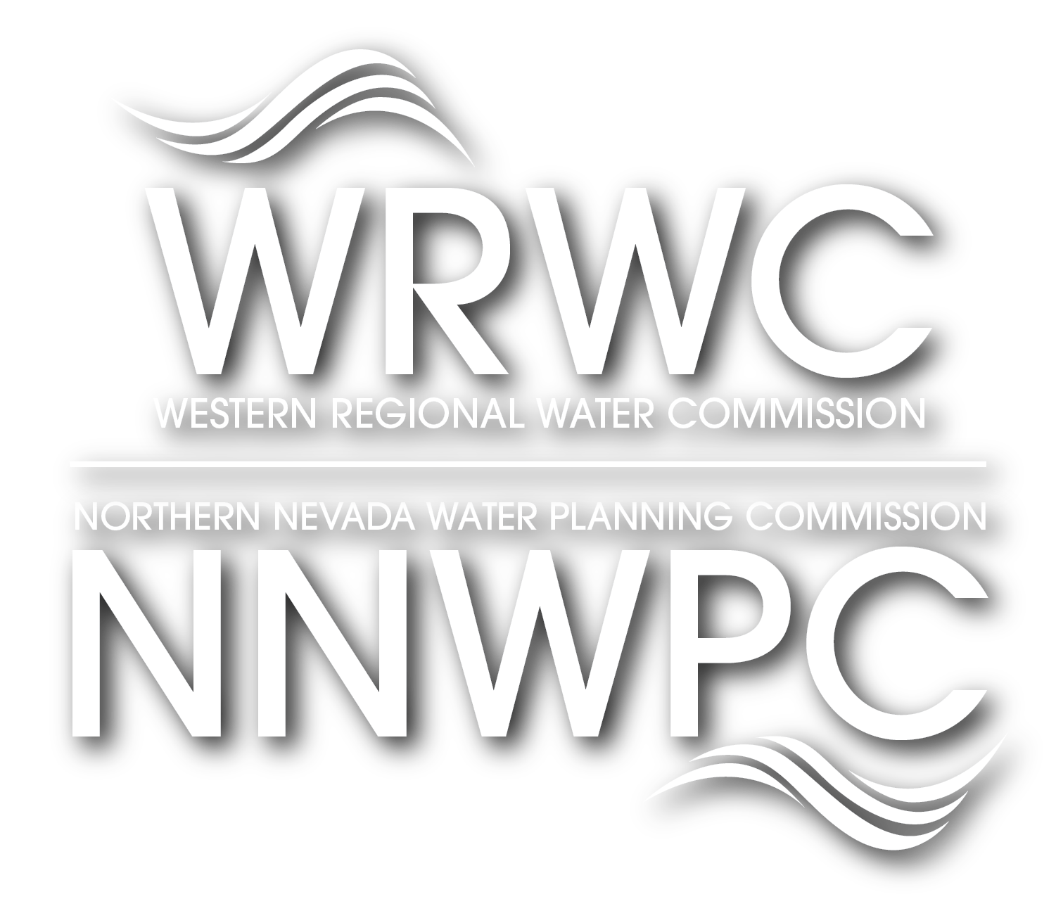 Logo for both the Western Regional Water Commission and the Northern Nevada Water Planning Commission with white text and shaded.